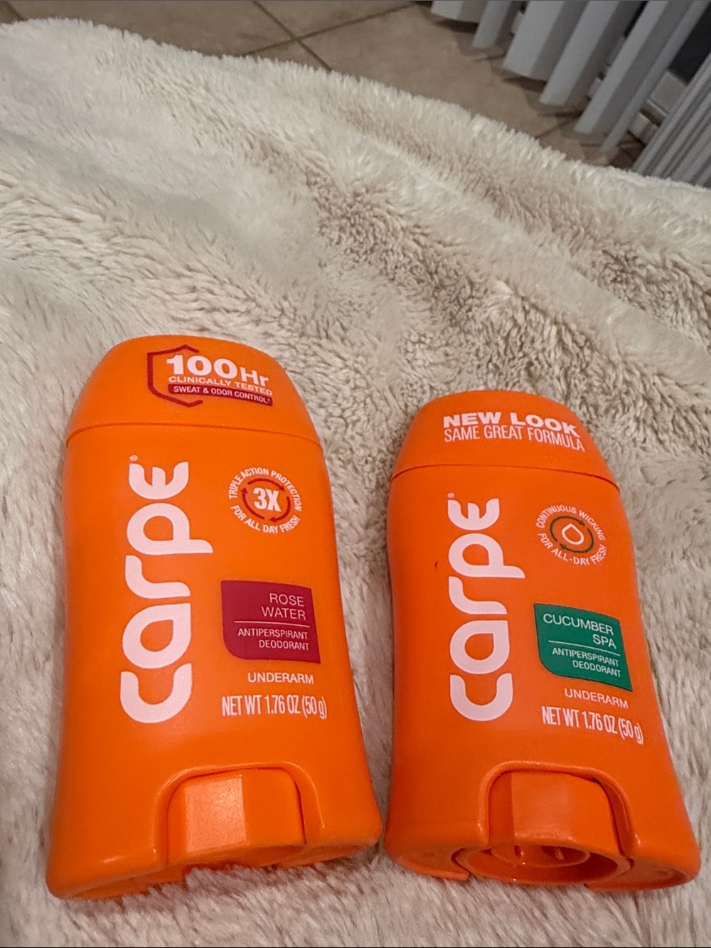 2 Carpe Deodorant Sticks - cucumber spa and rose water NEW